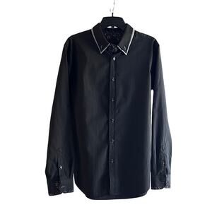 Eighth Avenue Men's Dress Shirt Black Long Sleeves, Size L